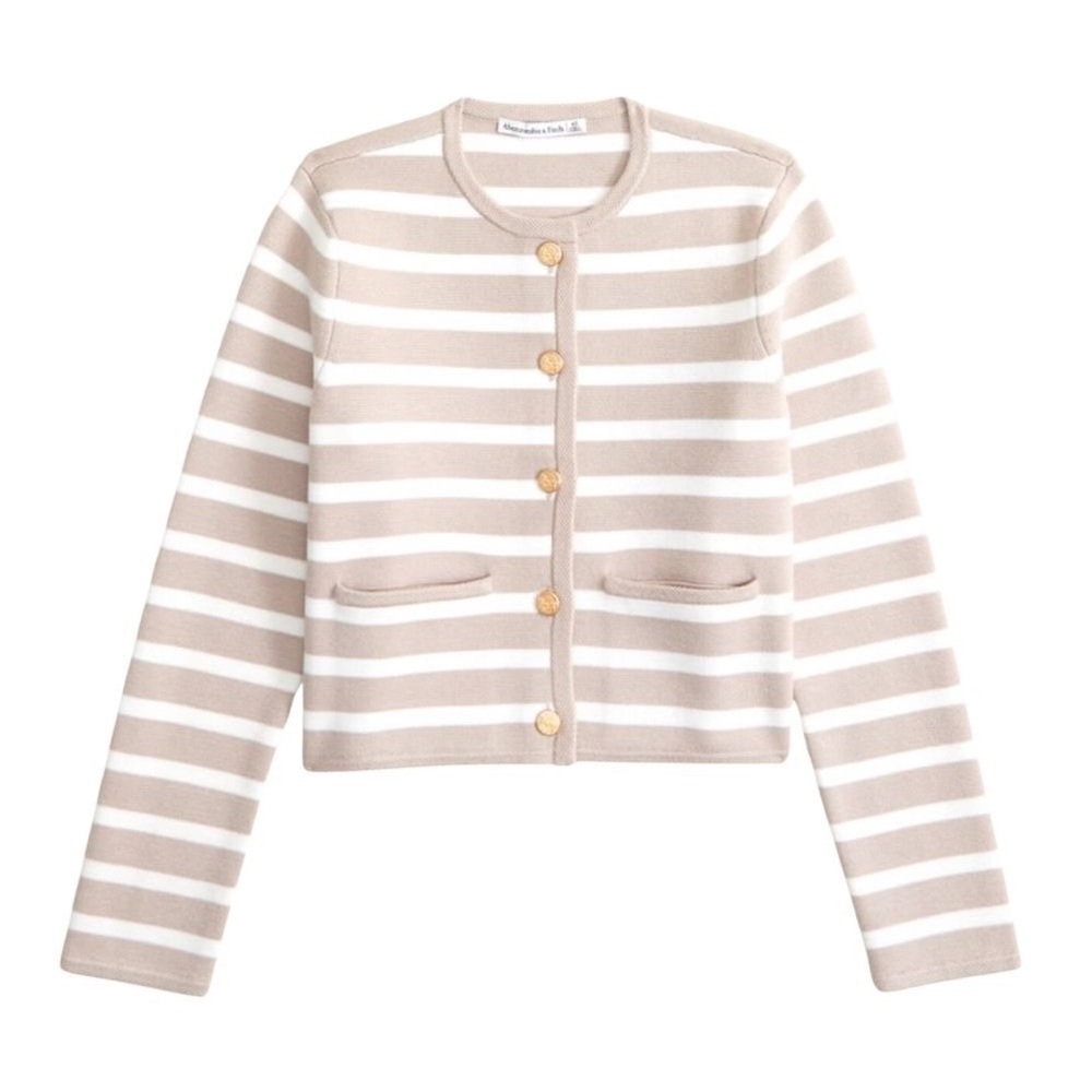 Abercrombie & Fitch Beige and White Striped Sweater